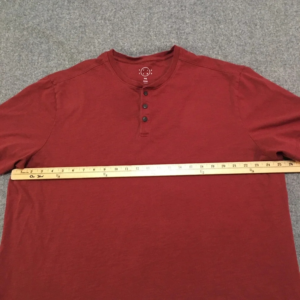 Even Tide Henley Shirt Mens XXL Red Short Sleeve 100% Cotton Peruvian Slub - Picture 6 of 9